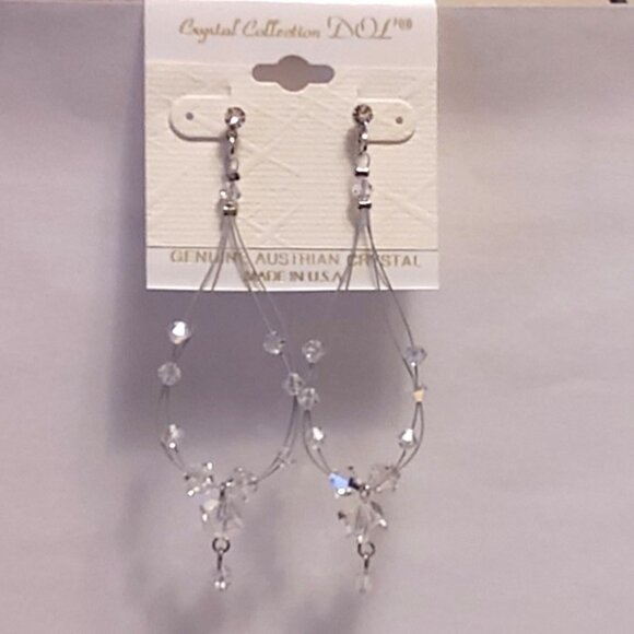 NEW Genuine Clear Austrian Crystal Handcrafted Drop Dangle Earrings  Jewelry - Picture 5 of 9